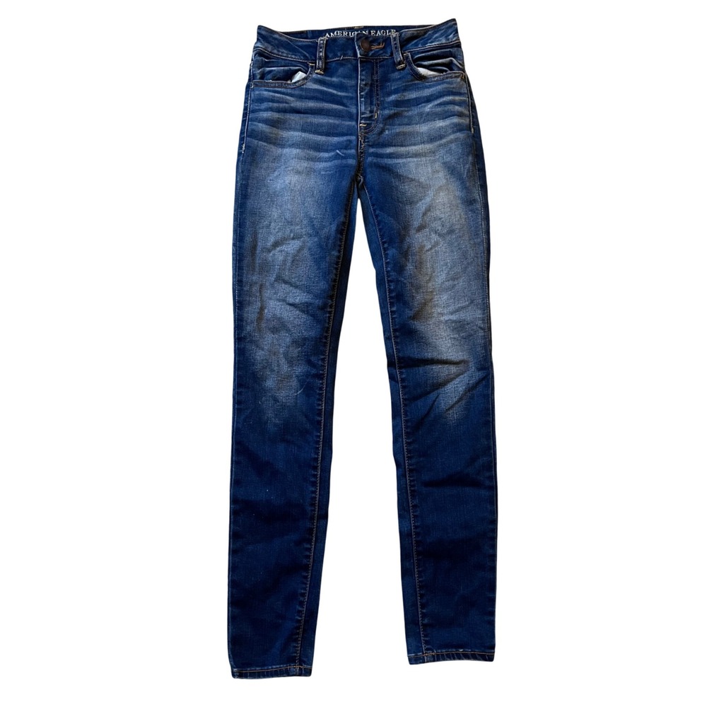 American Eagle Hi-Rise Jegging Medium Wash Super Super Stretch Jean Size 0 Short